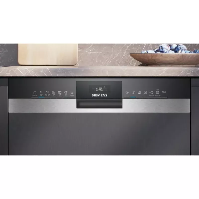 Siemens SX53ES22CE iQ300 teilintegrierter Geschirrspüler, 60 cm, 13 Maßgedecke, Energieeffizienzklasse E, Home Connect, AquaStop, InfoLight, Edelstahl