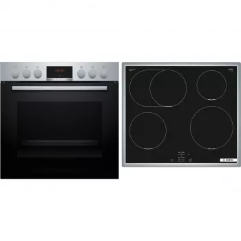 Bosch HND415LS62 Einbau-Backofen und Ceranfeld-Set, 71L, 7 Funktionen, Edelstahl