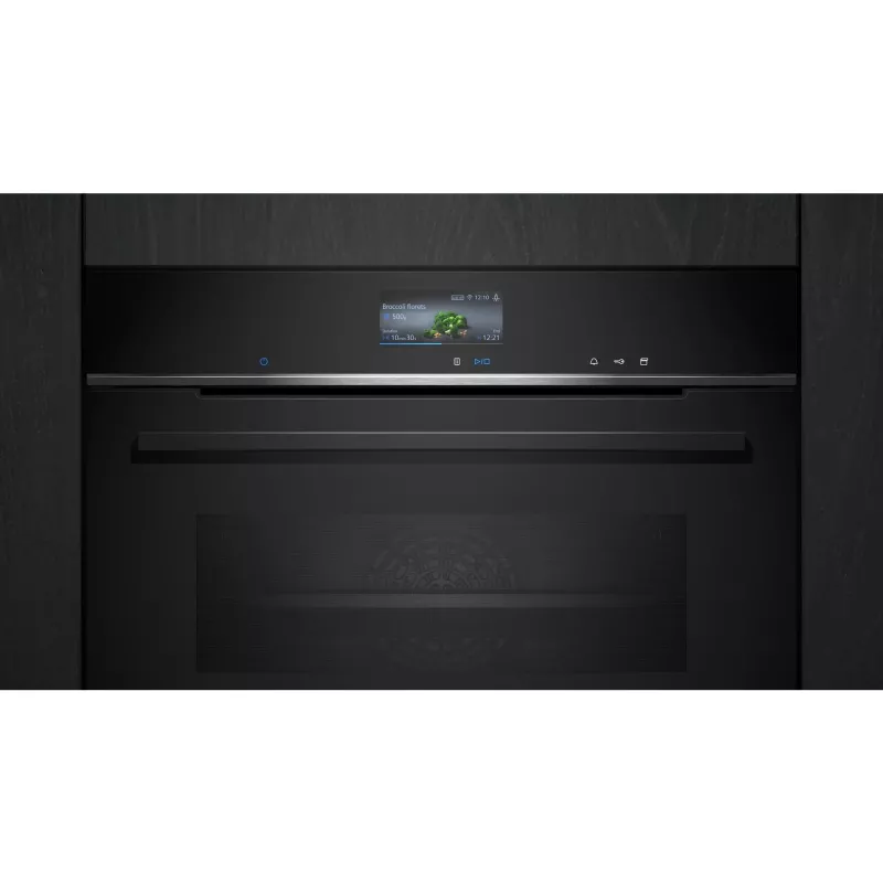 Siemens CS736G1B1 iQ700 Einbau-Kompaktbackofen mit Dampffunktion, 47 L, TFT-Touchdisplay, Home Connect, Schwarz