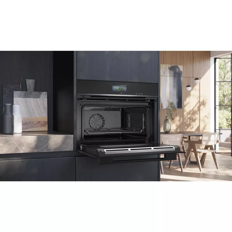Siemens CS736G1B1 iQ700 Einbau-Kompaktbackofen mit Dampffunktion, 47 L, TFT-Touchdisplay, Home Connect, Schwarz