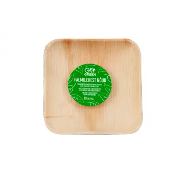 GoGreen Areca Palmblatt Teller 15x15 cm quadratisch 10er-Pack natürlich Einweg