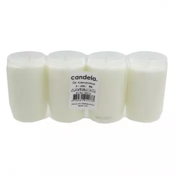 CANDELA Grabkerzen Öl-Set mit 4 Stück, Brenndauer ~60h, Weiß