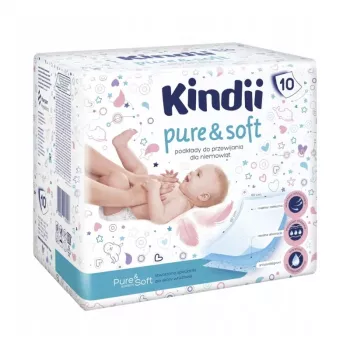 Kindii Pure & Soft Wickelunterlagen 60x60 cm, 10er-Pack, wasserdichte Einweg-Unterlagen, Weiß