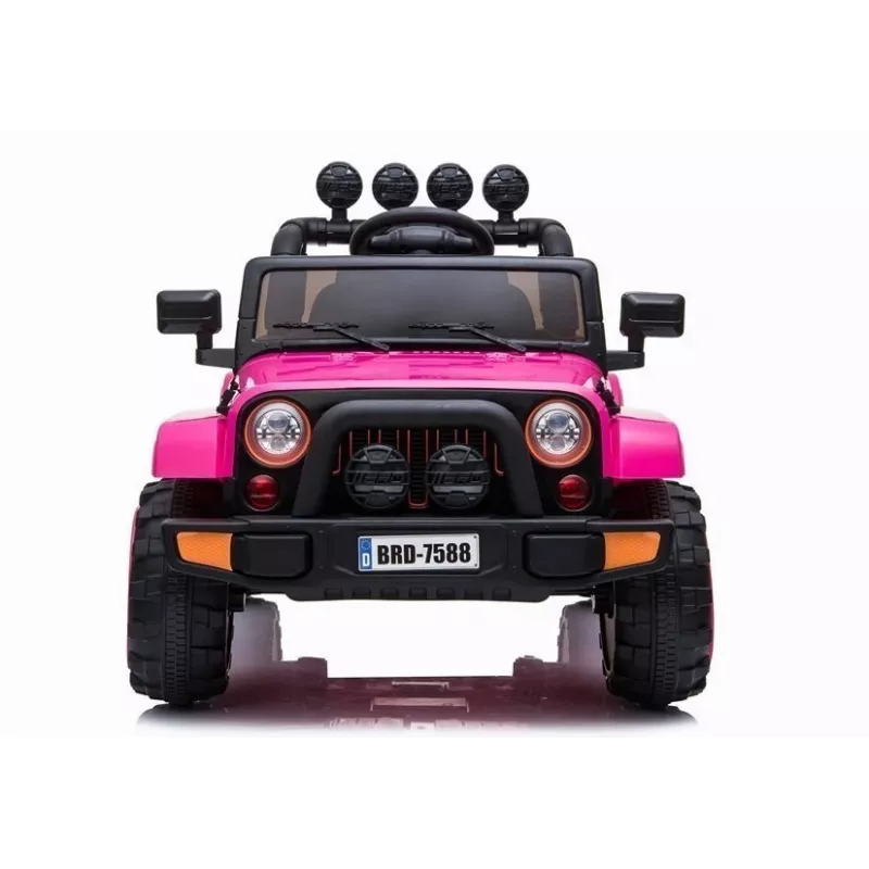 LEAN CARS BRD-7588 Pink 12V Elektro-Ride-On Jeep für Kinder mit LED-Lichtern, MP3, Fernbedienung, 4x4