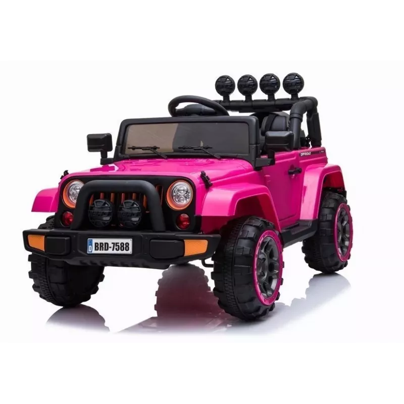 LEAN CARS BRD-7588 Pink 12V Elektro-Ride-On Jeep für Kinder mit LED-Lichtern, MP3, Fernbedienung, 4x4