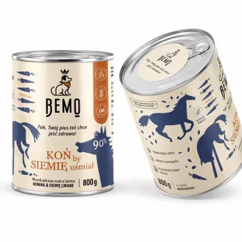 BEMO Pferd mit Leinsaat Mono Nassfutter für Hunde - 800g
