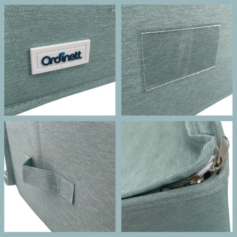 ORDINETT Quadratische Aufbewahrungsbox mit Reißverschluss 30x30x21 cm Mint