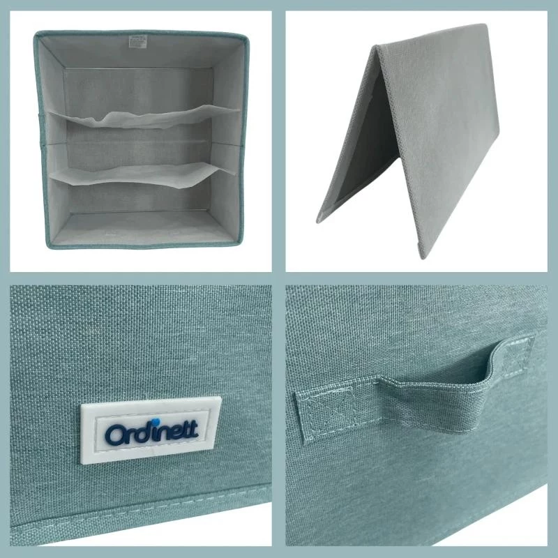 ORDINETT Box Cube 29x29x18,5 cm Aufbewahrungsbox mit Deckel in Minzgrün