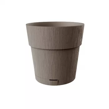 STEFANPLAST Ethica Blumentopf mit Untersetzer, 25x25 cm, Braun, 8,5 L, Recycling-Kunststoff