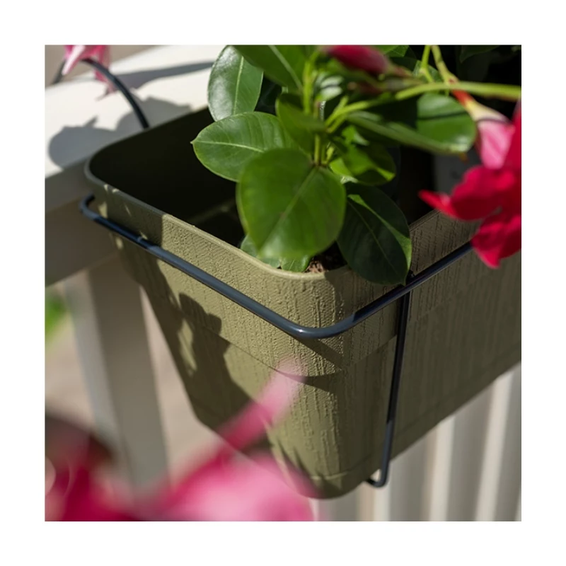 STEFANPLAST Balkonset mit automatischem Bewässerungssystem und Metallhalterung 50x18x17 cm Grün