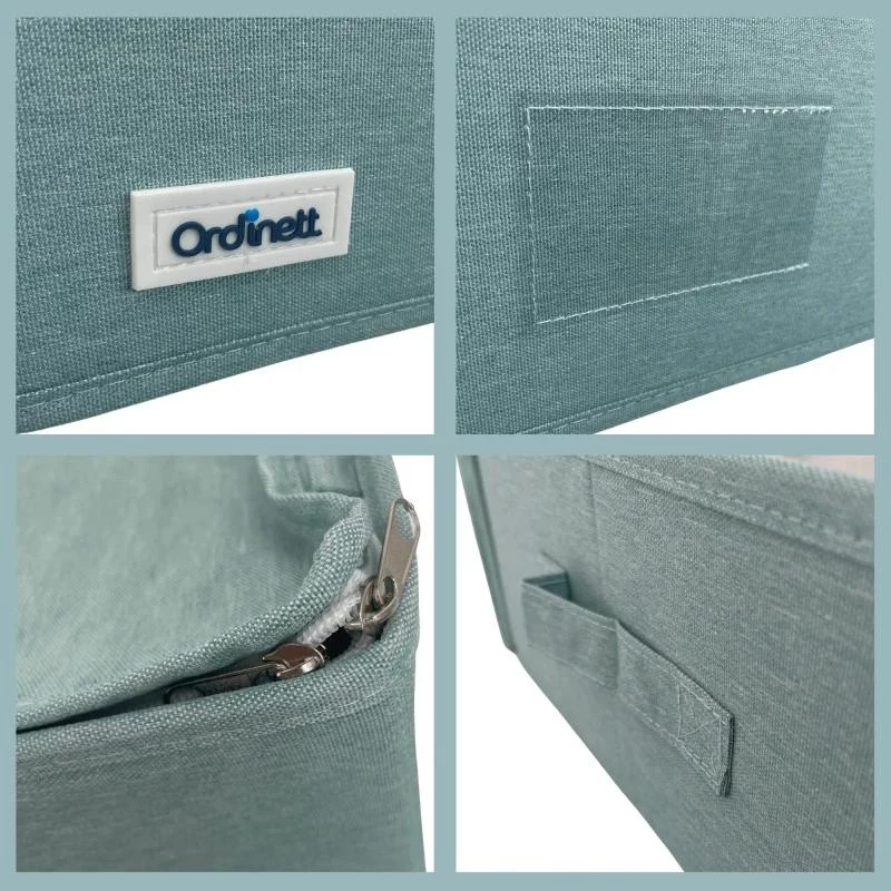 ORDINETT Rechteckige Aufbewahrungsbox mit Reißverschluss 42x32x14 cm Minze