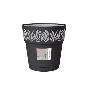 STEFANPLAST Gaia Blumentopf mit Untersetzer Ø25x25cm Schwarz