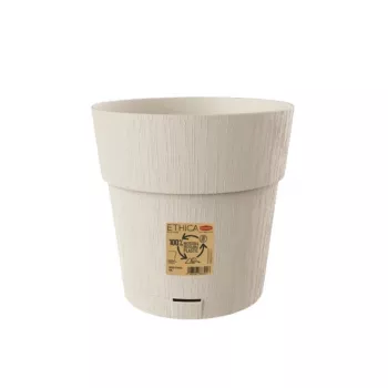 STEFANPLAST Ethica Runder Blumentopf mit Untersetzer, Weiß, 25 cm Durchmesser, 25 cm Höhe, 12,3 L, UV- und frostbeständiges Polypropylen, Innen-/Außenbereich