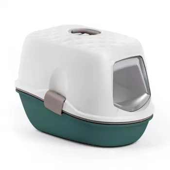 STEFANPLAST Furba Top Chic Katzenklo mit Haube 58,5x39,4x42,7 cm Weiß/Grün