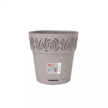 STEFANPLAST Gaia Blumentopf mit Untersetzer Ø25x25 cm Hellgrau