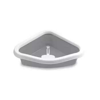 STEFANPLAST Sprint Eck-Katzenklo 56x40x14 cm Weiß/Grau