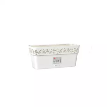 STEFANPLAST Blumenkasten mit Untersetzer Gaia 30x13x12 cm Weiß
