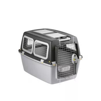 STEFANPLAST Gulliver 5 Plus Transportbox für mittelgroße bis große Hunde, 81x61x60 cm, Dunkelgrau/Hellgrau