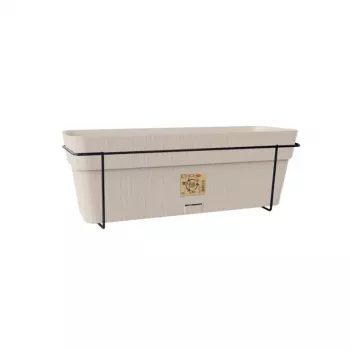 STEFANPLAST Balkonset mit automatischem Bewässerungssystem und Metallhalterung 50x18x17 cm Weiß
