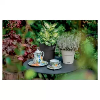 STEFANPLAST Ethica Runder Blumentopf mit Untersetzer, Braun, 40x39 cm, 25 L
