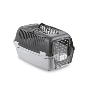 STEFANPLAST Gulliver 3 Delux Top Free Transportbox für Haustiere 61x40x38 cm Dunkelgrau/Hellgrau