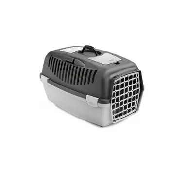 STEFANPLAST Transportbox Gulliver 3 mit Kunststofftür 61x40x38 cm Dunkelgrau/Hellgrau
