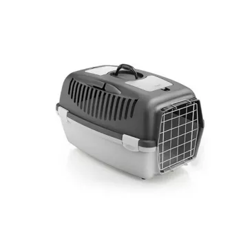 STEFANPLAST Gulliver 3 Transportbox für Haustiere mit Metalltür 61x40x38 cm Dunkelgrau/Hellgrau