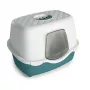 STEFANPLAST Tres Chic Katzenklo mit Haube und Aktivkohlefilter, Weiß/Grün, 56x39x39 cm