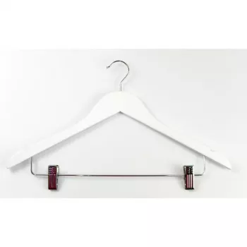 ORDINETT Holzkleiderbügel mit Clips, 2er-Pack, Weiß, 44,5 cm