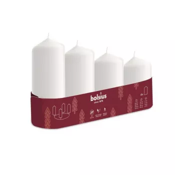 BOLSIUS Kerzenzylinder 4 Stk. Ø120, 100, 80, 60x48mm Weiß