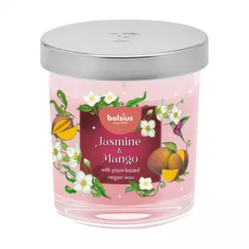 Bolsius Floral Fusion Jasmin & Mango Duftkerze im Glas, 80x72 mm