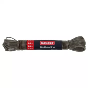 SAUBER 20m Wäscheleine mit Stahlkern und PVC-Beschichtung, Weiß