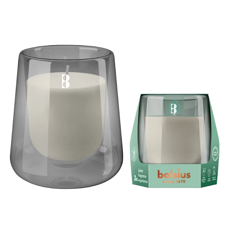 BOLSIUS Clean Light Duftkerze im Glas, Zedernholz & Vetiver, Ø95x85 mm