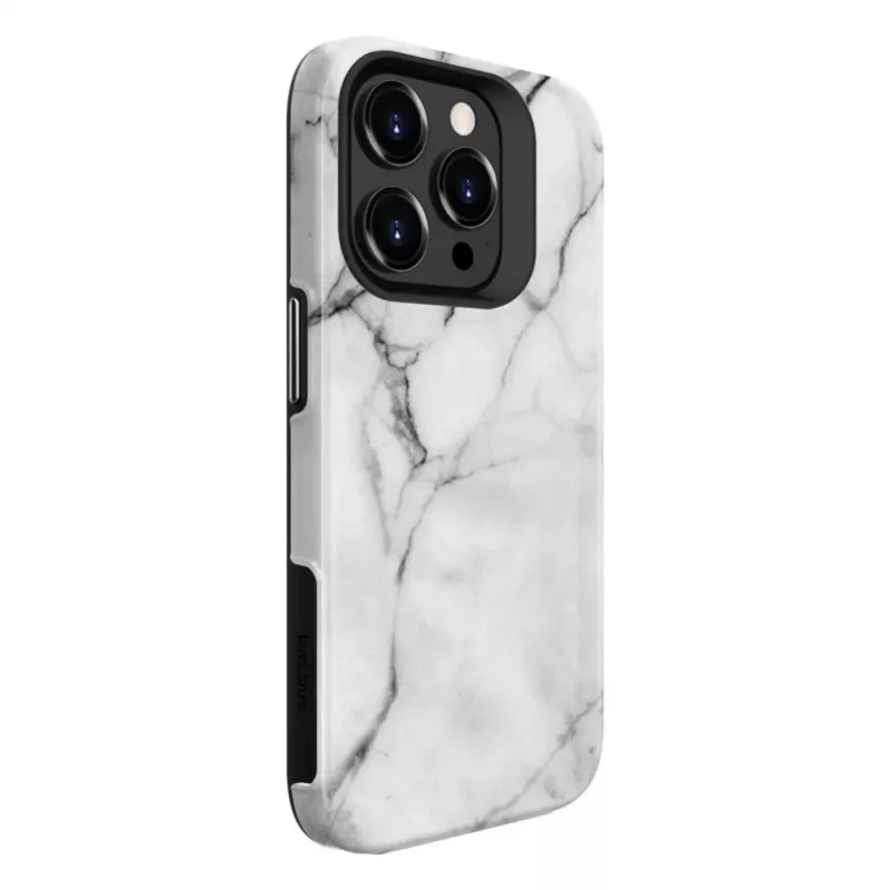 Evelatus Armor Hülle für Apple iPhone 15 Pro – TPU+PC Hybrid, Marmor Weiß Custom Print
