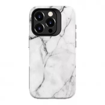 Evelatus Armor Hülle für Apple iPhone 15 Pro – TPU+PC Hybrid, Marmor Weiß Custom Print