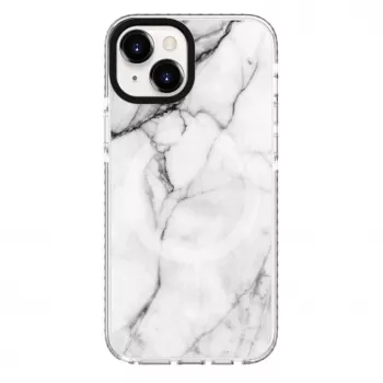 Evelatus Apple iPhone 15 PC+TPU Hülle mit MagSafe Marmor Weiß