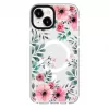 Evelatus iPhone 15 Plus Transparente MagSafe Hülle mit Blumenmuster