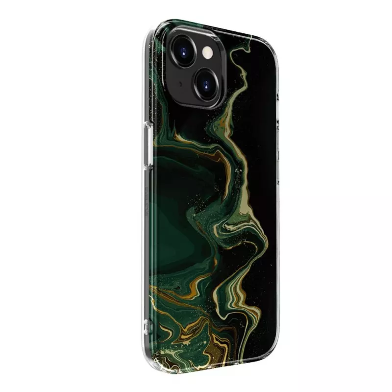 Evelatus Apple iPhone 15 PC Marmor Dunkelgrün Hülle