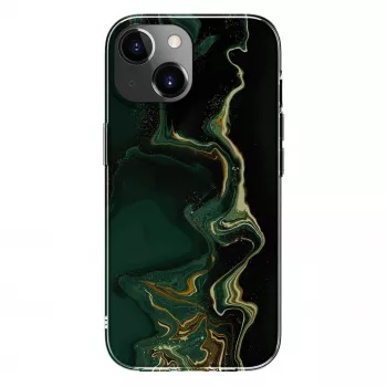 Evelatus Apple iPhone 15 PC Marmor Dunkelgrün Hülle