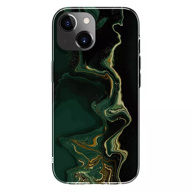 Evelatus Apple iPhone 15 PC Marmor Dunkelgrün Hülle