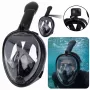 LEAN TOYS Vollgesichts-Schnorchel-Tauchmaske mit Anti-Beschlag-System Schwarz L/XL