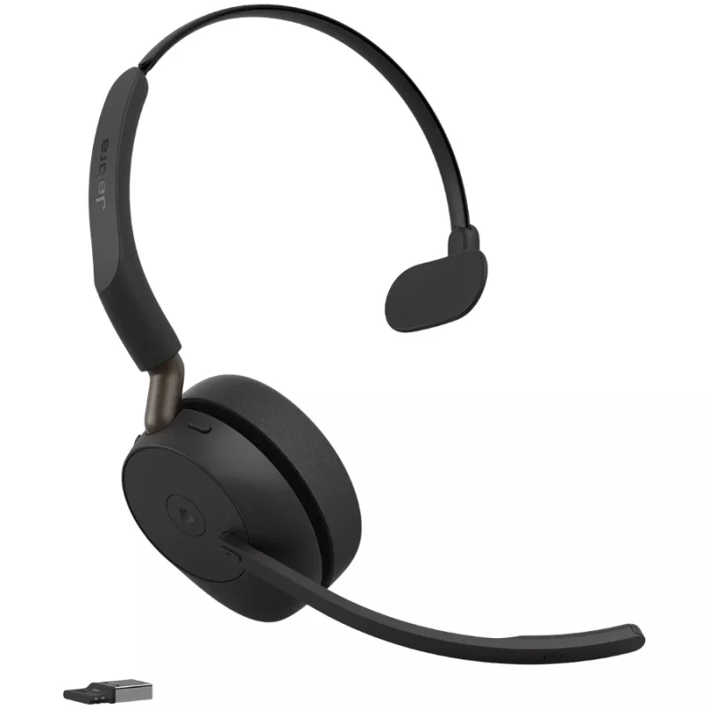 Jabra Evolve3 65 Mono Link 390a Kabelloses Bluetooth-Headset mit USB-A-Adapter - Microsoft Teams-zertifiziert, Geräuschunterdrückendes Mikrofon, 35 Std. Sprechzeit