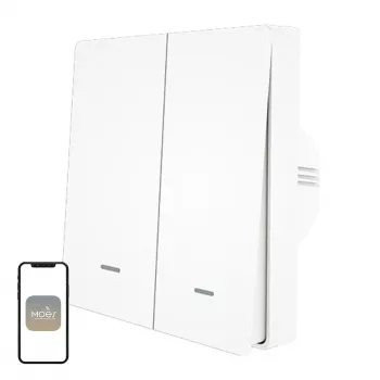 MOES ZS-B-EU2 ZigBee 2-Kanal-Lichtschalter, ohne Neutralleiter, Weiß