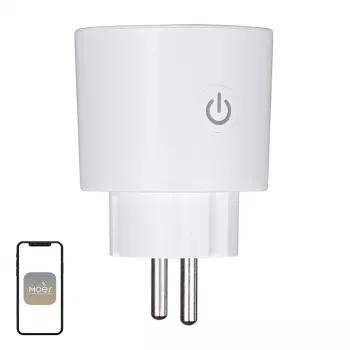 MOES MWP-EU16M-WH-MS Smart Plug mit Energiemessung, 16A, Wi-Fi, Weiß
