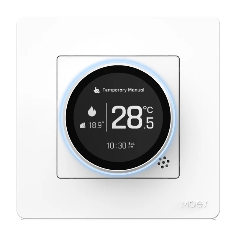 MOES ZHT-SR-GB-WH-MS ZigBee Smart Thermostat für Elektroheizung, Weiß