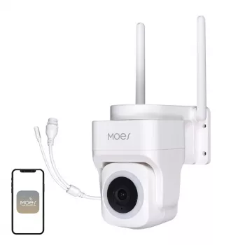 MOES WCM-B66 3MP Outdoor WLAN IP-Kamera mit KI-Personenerkennung, Vollfarb-Nachtsicht, Schwenk/Neige, Zwei-Wege-Audio, IP66 wetterfest
