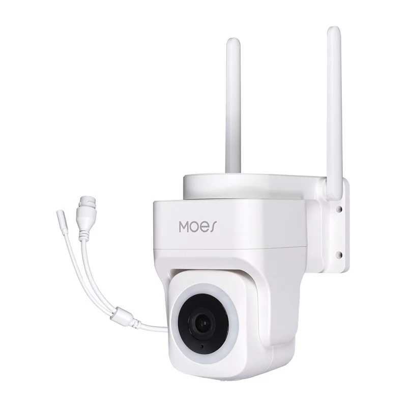 MOES WCM-B66 3MP Outdoor WLAN IP-Kamera mit KI-Personenerkennung, Vollfarb-Nachtsicht, Schwenk/Neige, Zwei-Wege-Audio, IP66 wetterfest