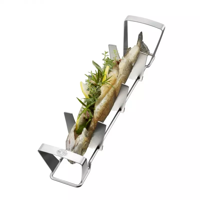GEFU BBQ Fischhalter Edelstahl klappbar zum Grillen und Braten von bis zu 3 Fischen
