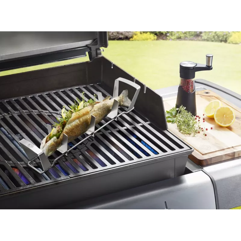 GEFU BBQ Fischhalter Edelstahl klappbar zum Grillen und Braten von bis zu 3 Fischen