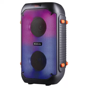 Defender BOOMER 25 tragbarer Bluetooth-Lautsprecher mit Karaoke, RGB-Beleuchtung, TWS, FM-Radio, 25W, Schwarz